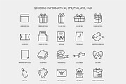 Holiday Gift Packaging Line Icons, an Outline Icon by Grand Design (Thumbnail 2 of 3)