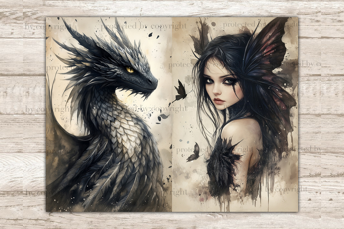 Gothic Fairy Junk Journal Pages, a Person Illustration by GlamArtZhanna (Photo 3 of 9)