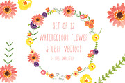 Watercolour Flowers & Wreath, an Illustration by rebeccamcmillan (Thumbnail 1 of 2)