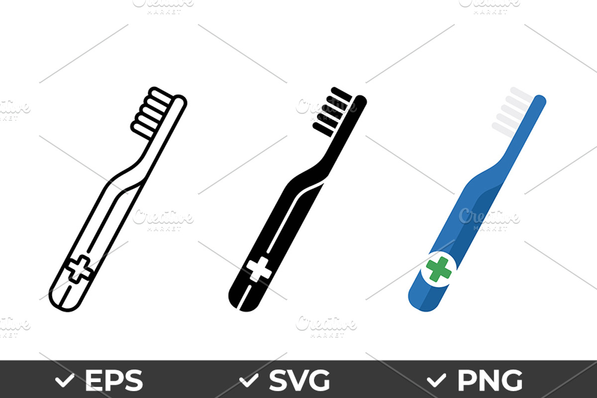 Medical Toothbrush Vector Icon Set, an Object Graphic by Artonix (Photo 1 of 3)