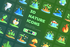 3D Nature and Environment Icons, an Environmental 3D Model by Flat Icons