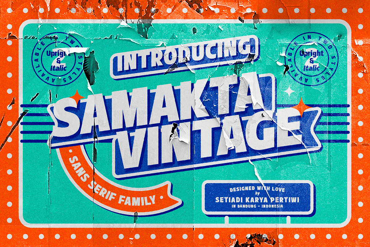 Samakta Vintage, a Sans Serif Font by wubstudio (Photo 1 of 10)