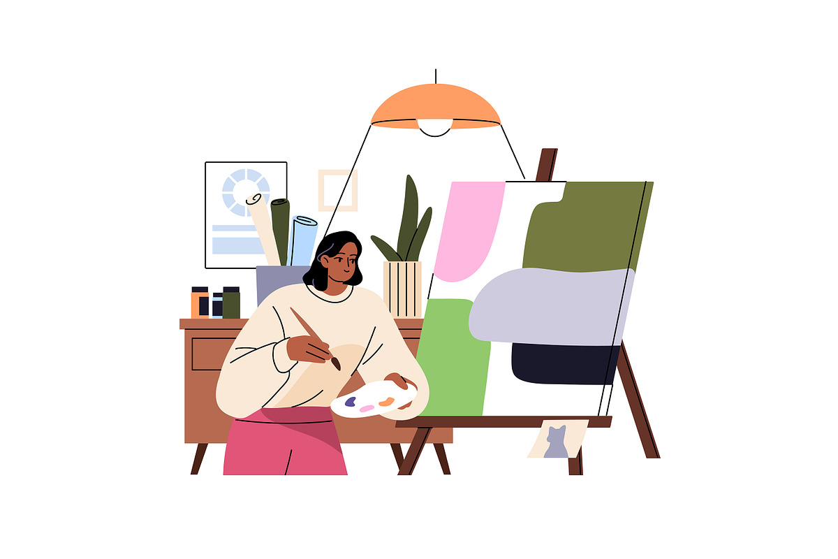 Artists drawing pictures, making art, a Person Illustration by PaperTrident (Photo 2 of 7)