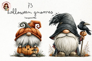 Whimsical Halloween Gnomes Clipart