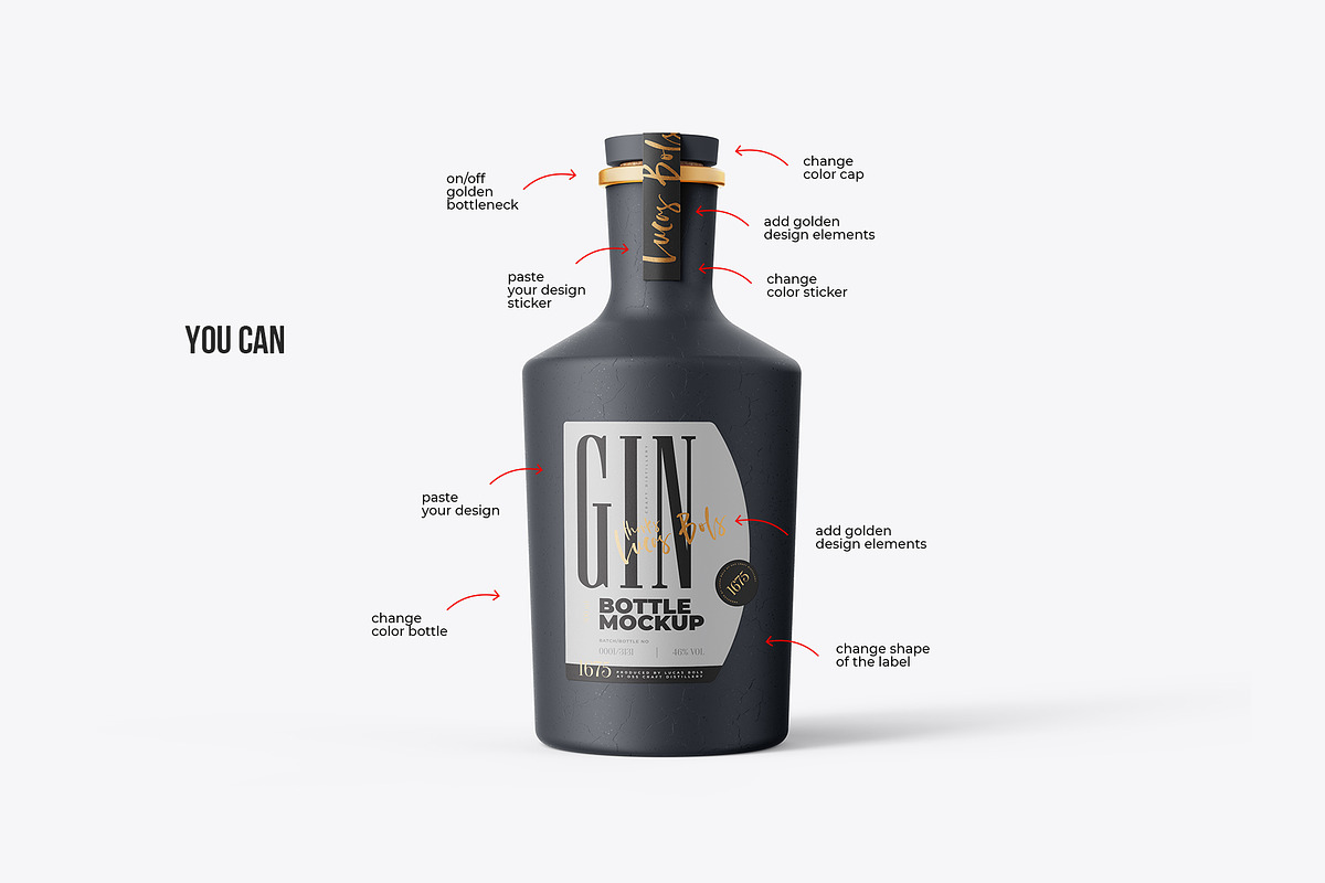 Gin Ceramic Bottle Mockup, a Product Mockup by easymock (Photo 4 of 11)