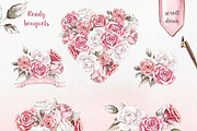 Vintage roses watercolor set, a Background Graphic by Elegantia (Thumbnail 5 of 7)