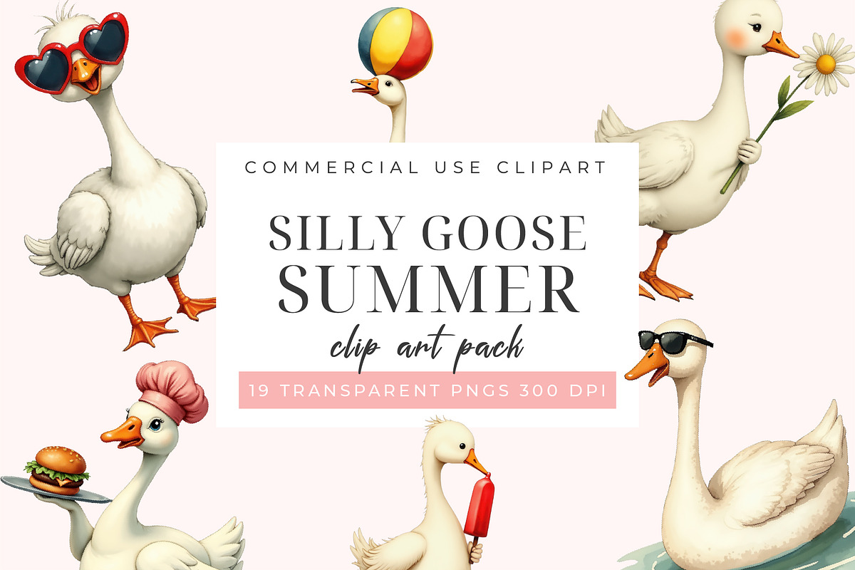 Silly Goose Summer Clipart PNG, an Object Graphic by Printable Pretty Studio (Photo 1 of 5)