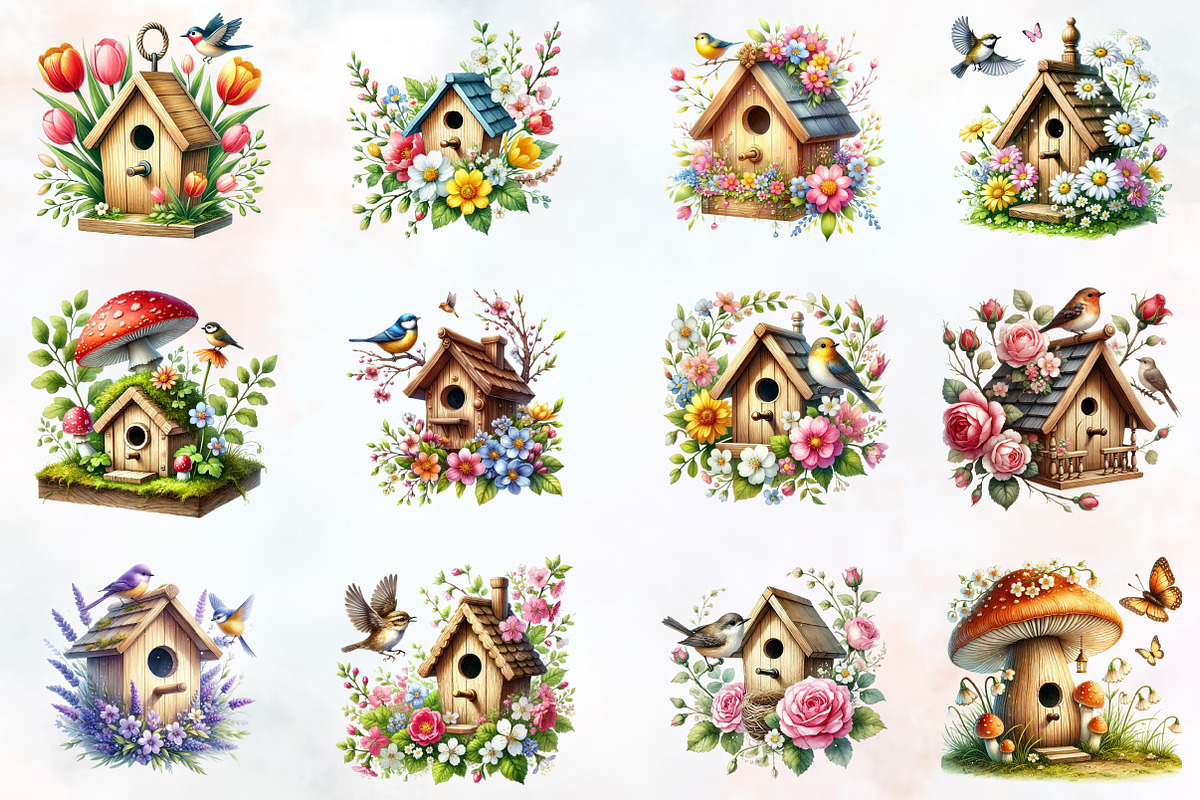 Spring bird house clipart, an Illustration by RobertsArt (Photo 6 of 7)
