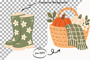 Boho Fall Clipart Autumn Harvest PNG, a Seasonal Illustration by SugarCloudStudioArt (Thumbnail 2 of 6)