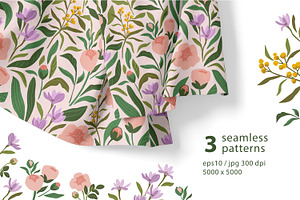 Spring Seamless Patterns & Elements