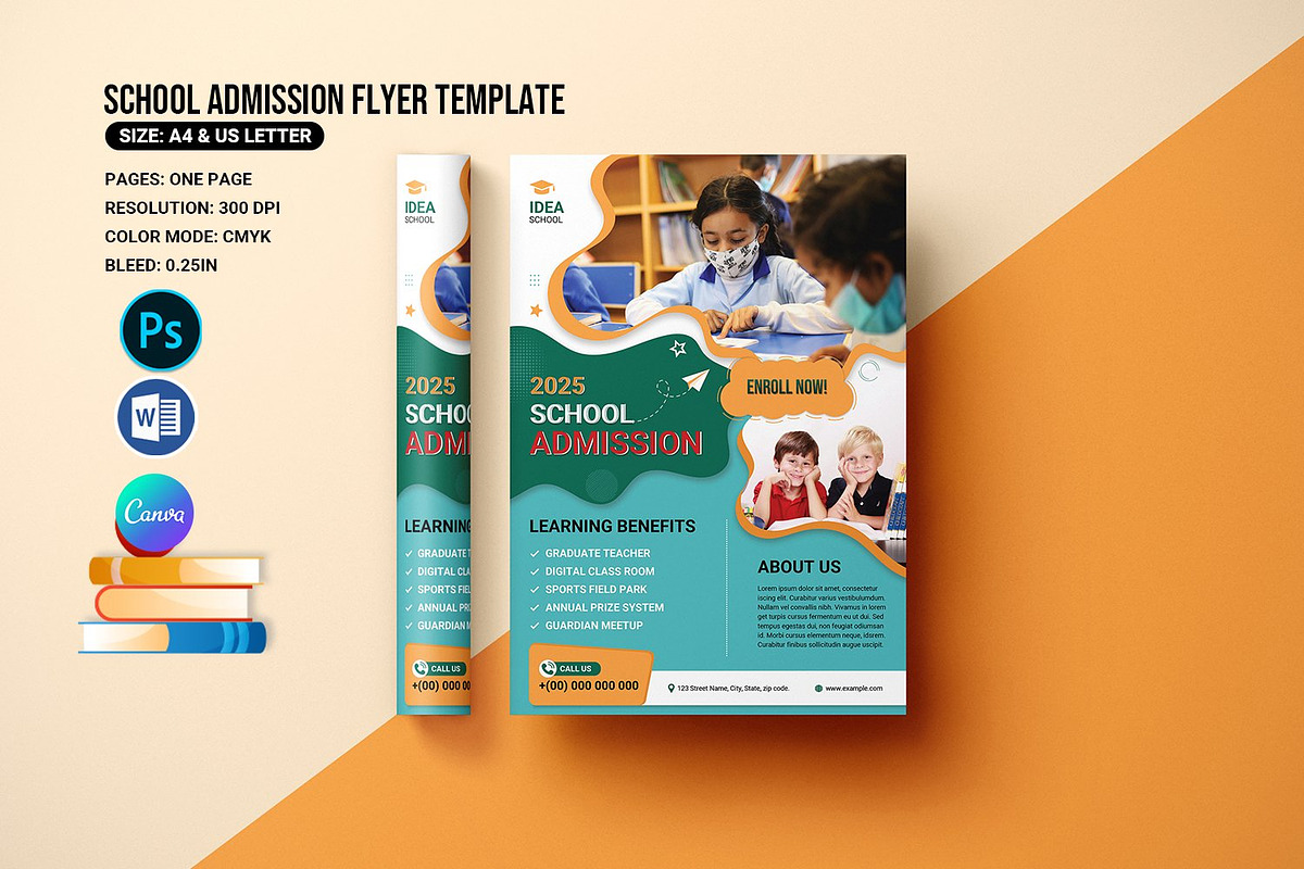 School Admission Flyer Template, a Flyer Template by Template Shop (Photo 1 of 4)
