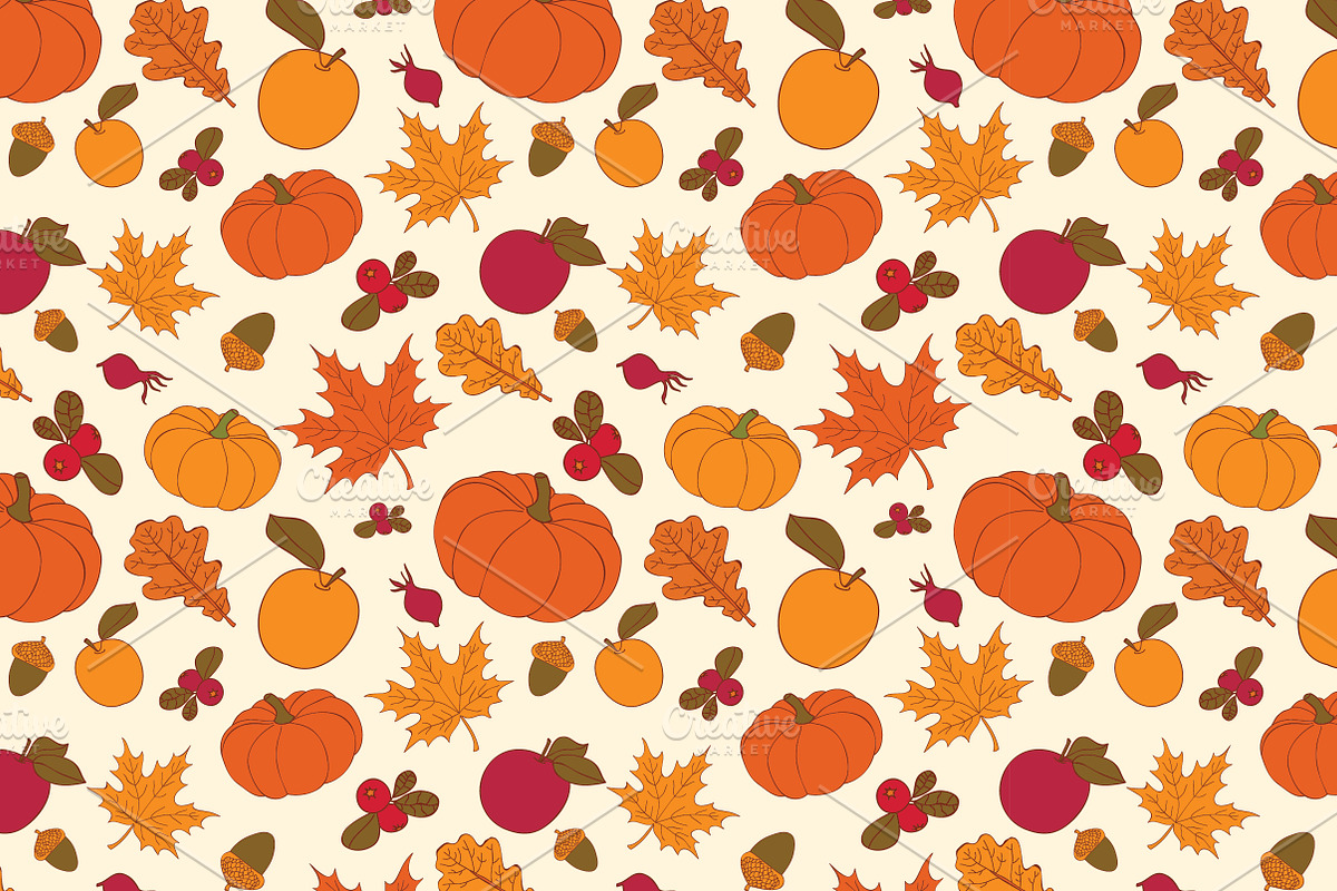 Vector Autumn set of patterns. preview 2