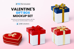 Valentine Gift Box Mockup Set Combo