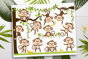 Monkey Clipart, Jungle, SVG
