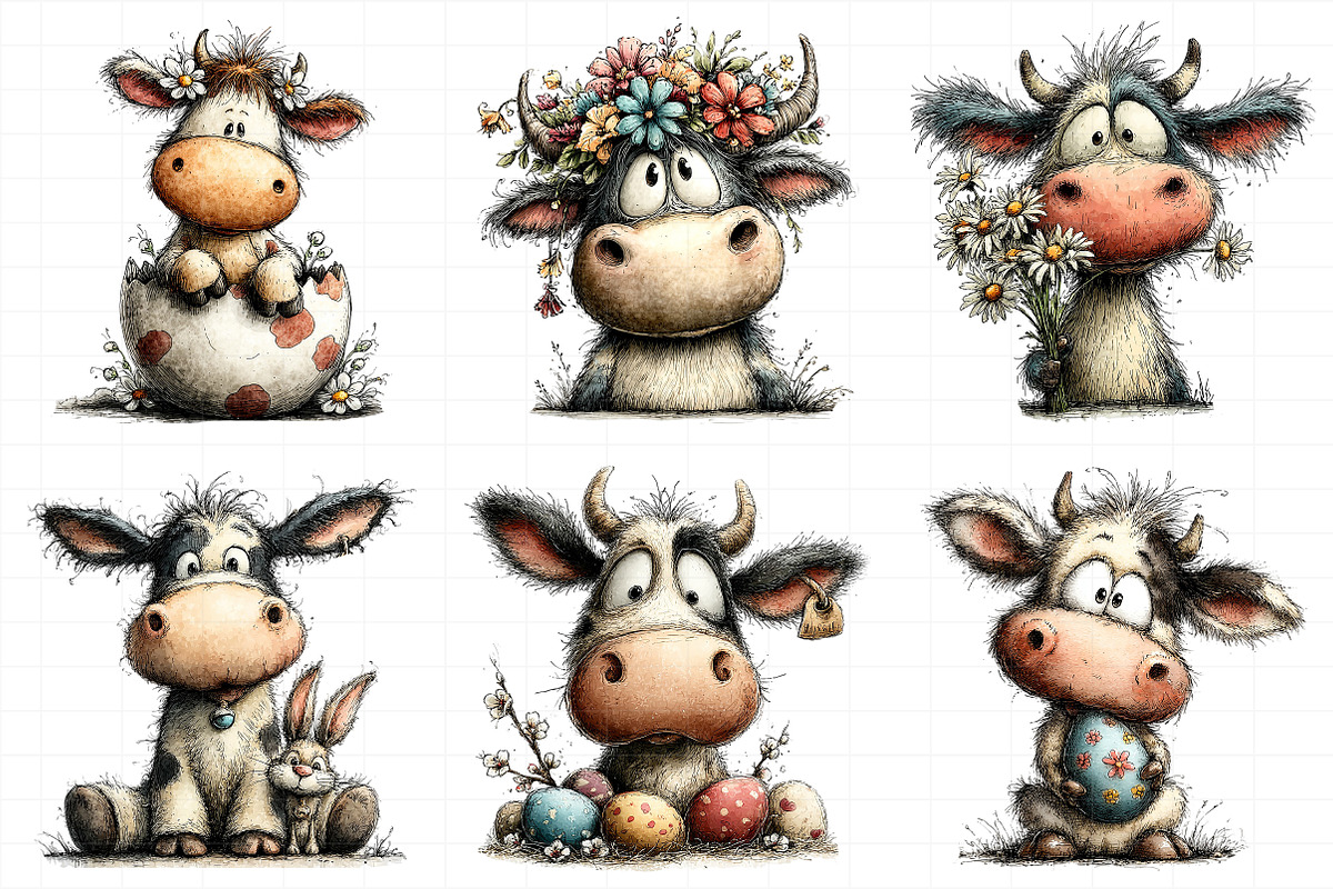 Whimsical Easter Cow Clipart, an Illustration by Daily.Designs (Photo 4 of 8)