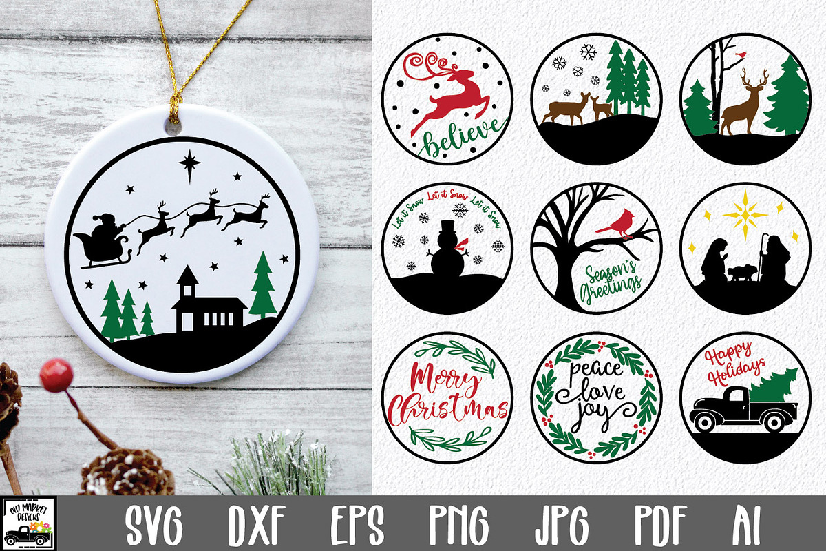 Christmas Ornament SVG File, an Illustration by OldMarket Designs (Photo 1 of 9)