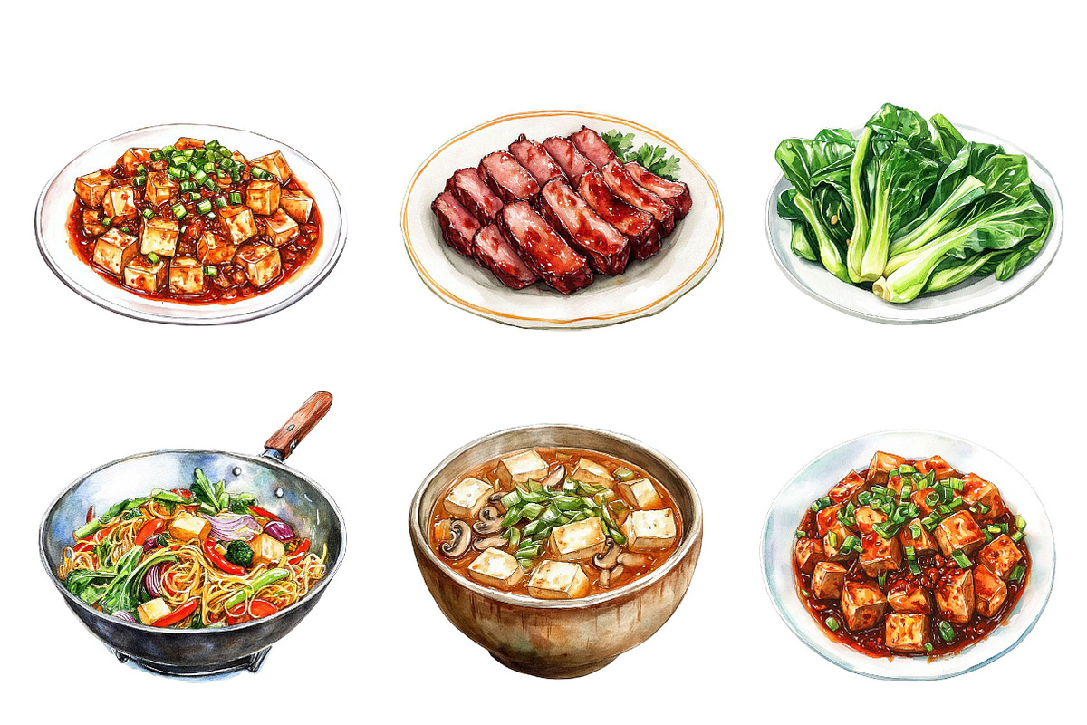 Watercolor Chinese Food Clipart, an Illustration by CreationArt (Photo 3 of 5)
