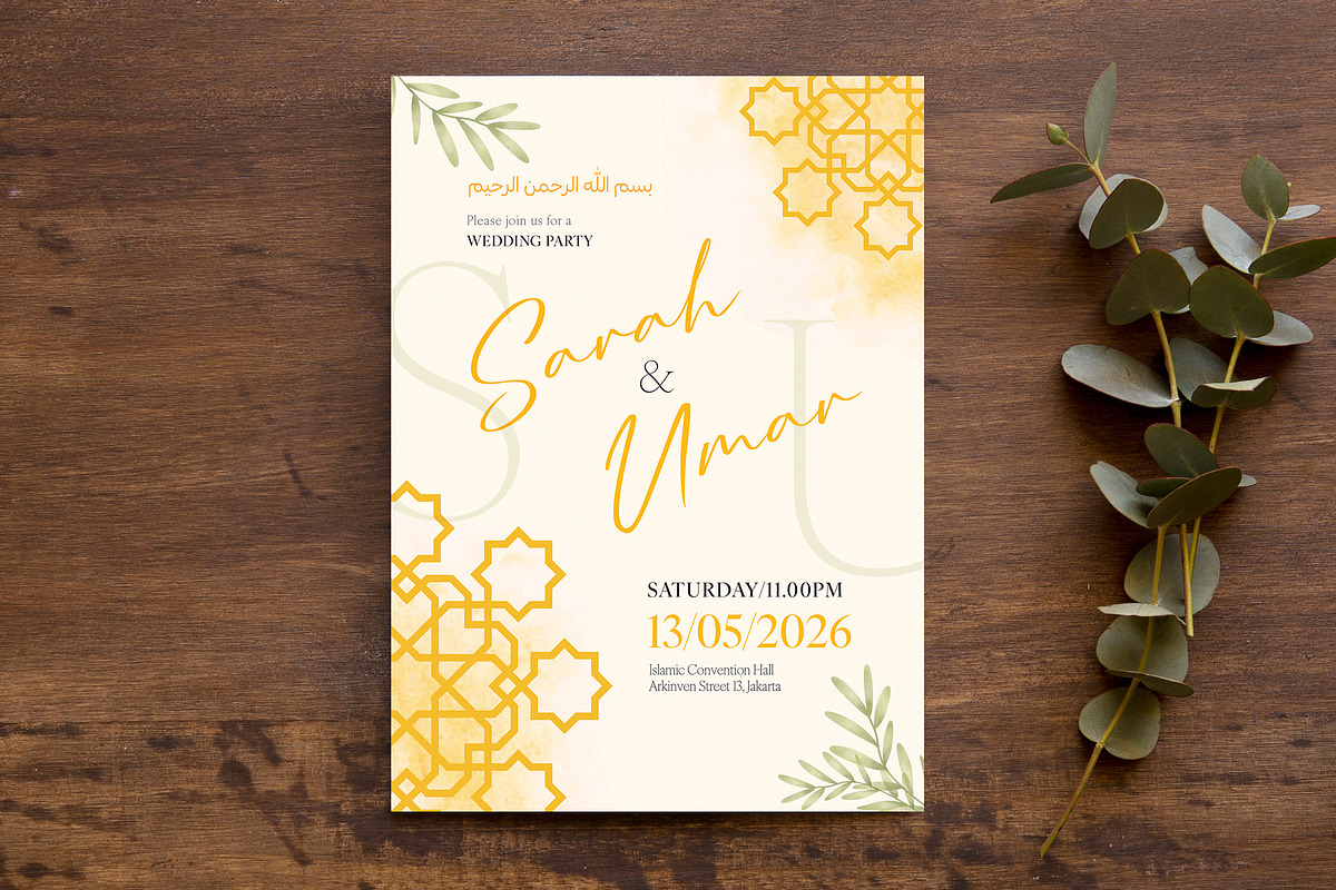 Islamic Wedding Invitation, an Invitation Template by Aarley Kaiven (Photo 1 of 2)