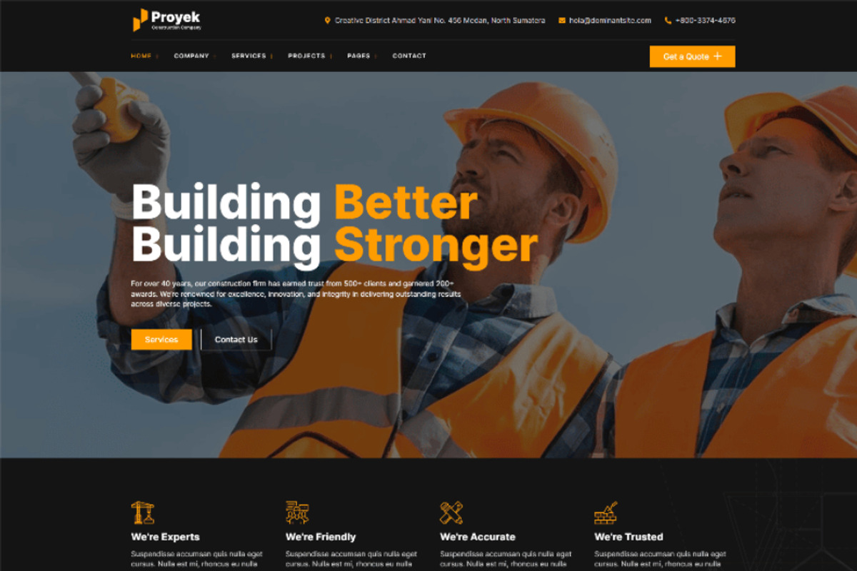 Construction Elementor Template, a WordPress Template by UInstrument (Photo 1 of 10)