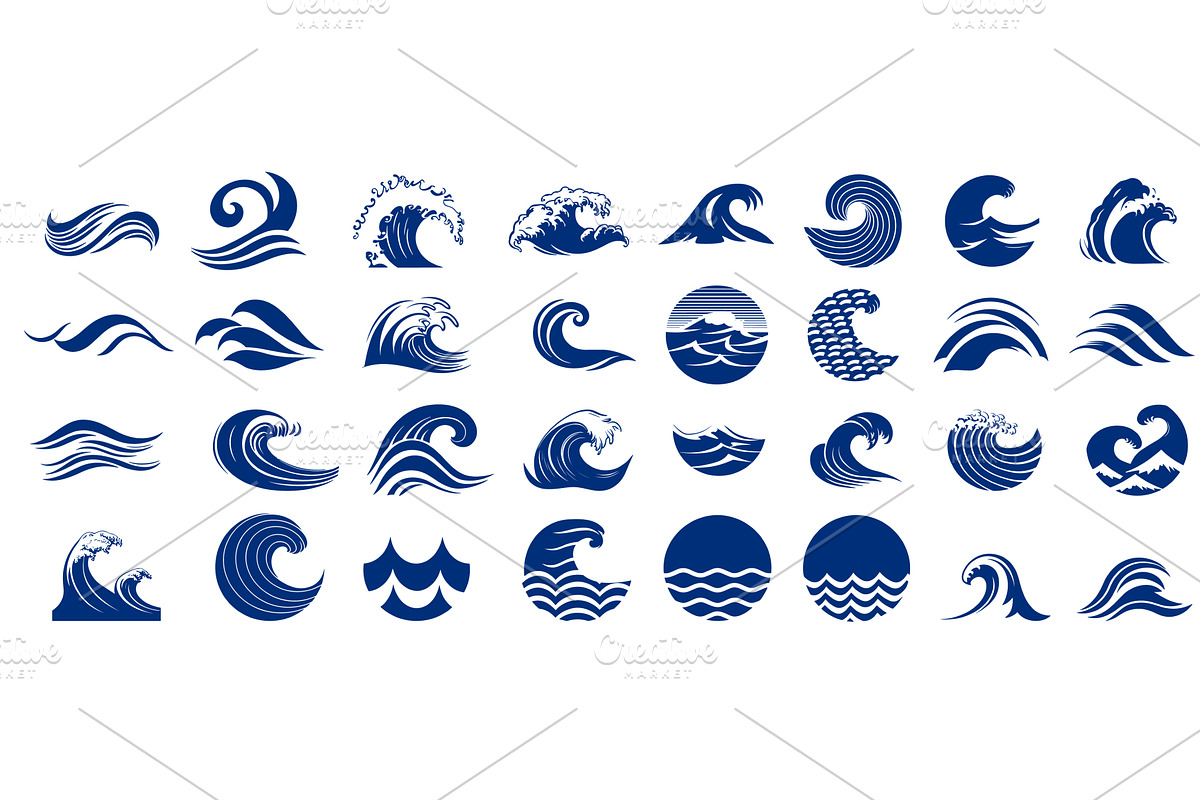 Wave logotypes. Water splashes logo, an Illustration by Stock-Smart-Start