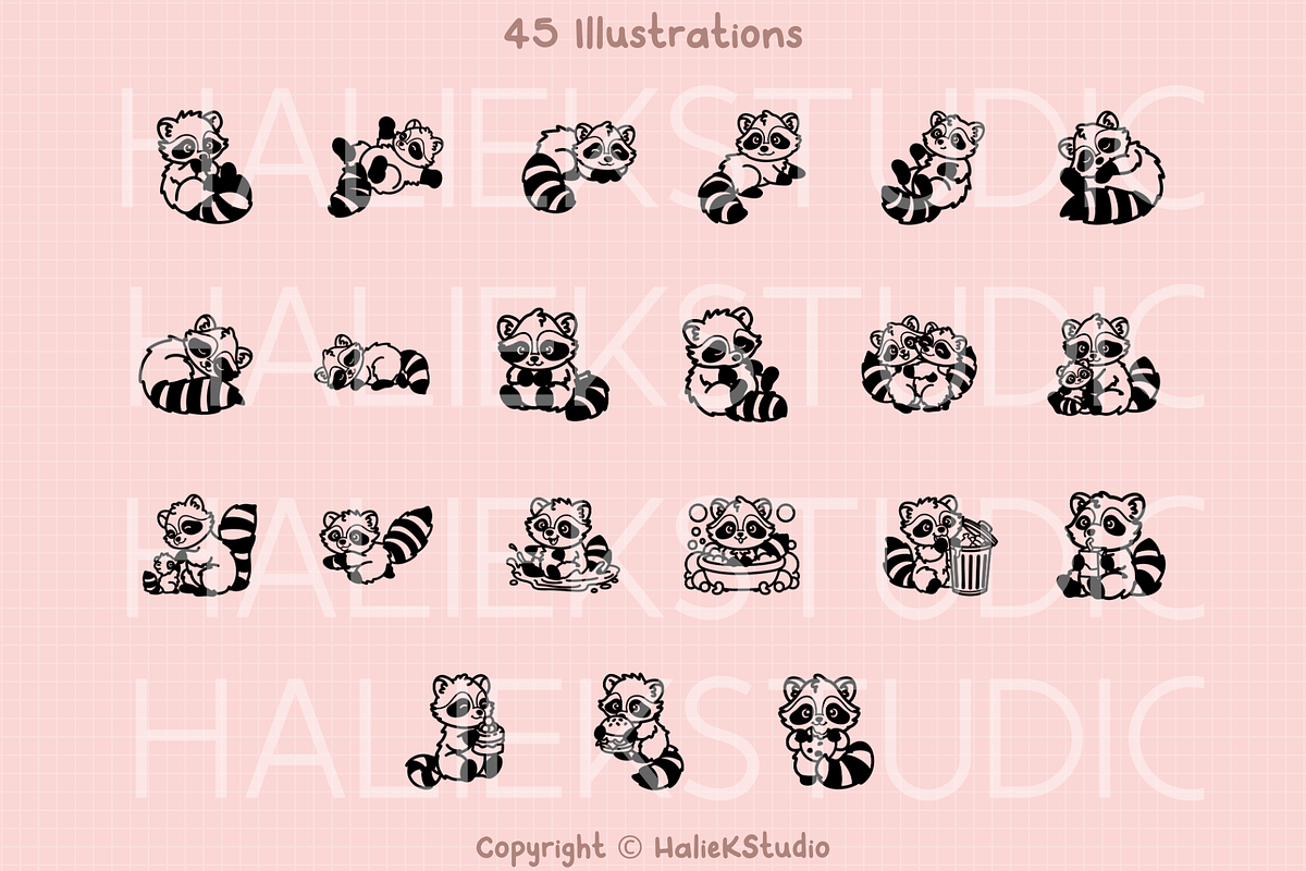 Raccoons SVG Illustrations, an Animal Illustration by HalieKStudio (Photo 3 of 9)