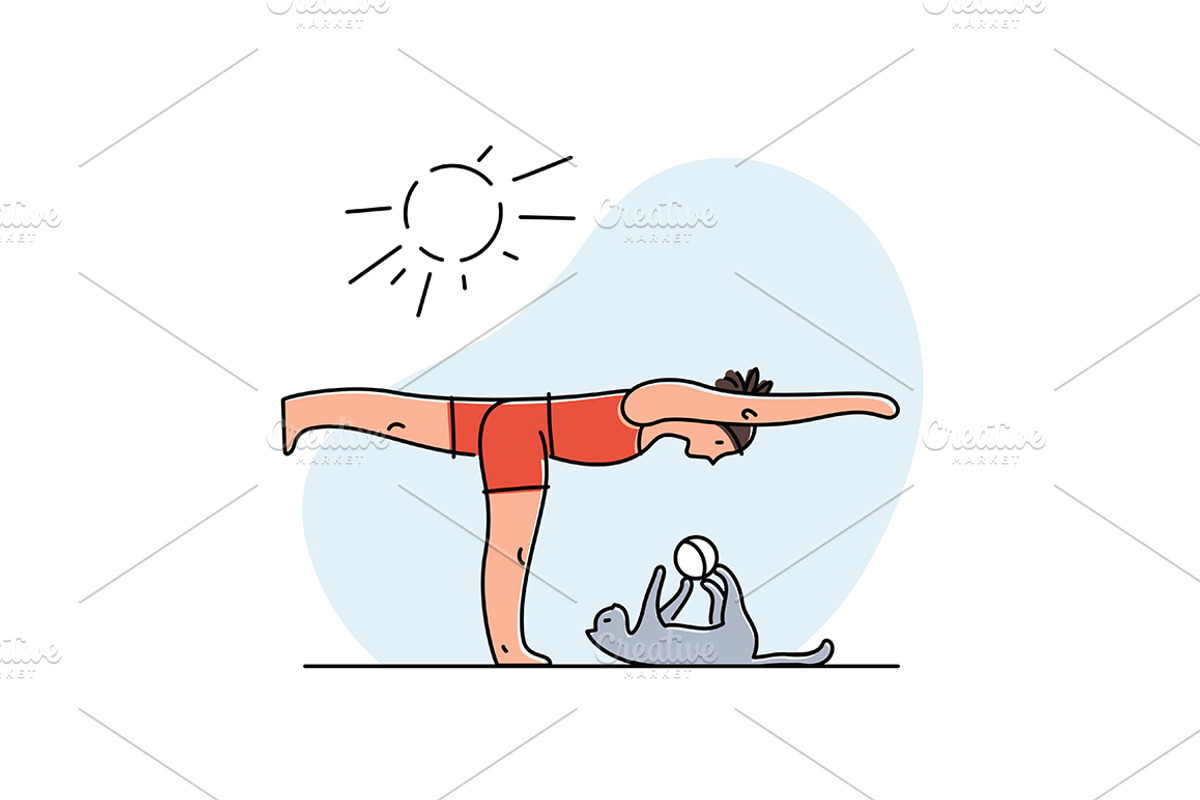 Yoga practice & cat illustration set, a Healthcare Illustration by tetiana.svirska (Photo 12 of 17)