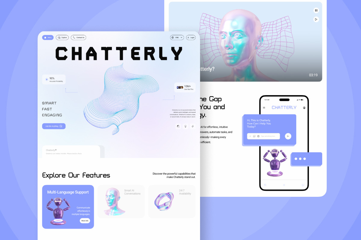 Chatterly - AI Chatbot Asisstant UI, a Landing Page Template by productype1 (Photo 4 of 5)