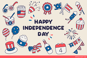 4th July Happy Independence Day, an Outline Icon by Canned Cat
