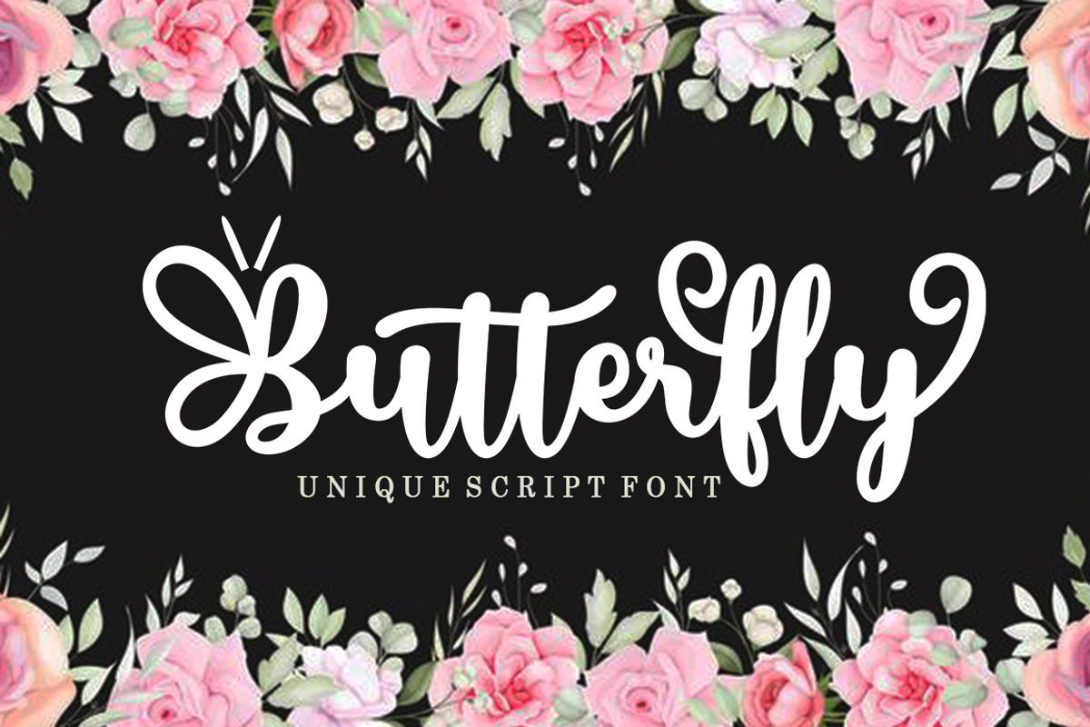 Butterfly Script, a Script Font by Bosstype Studio (Photo 1 of 8)