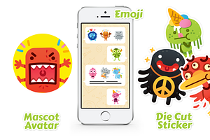 24 Cute Freak Monster Emoji Set