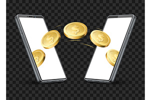 Online money transfer from one, a Finance Illustration by Vectorbuum