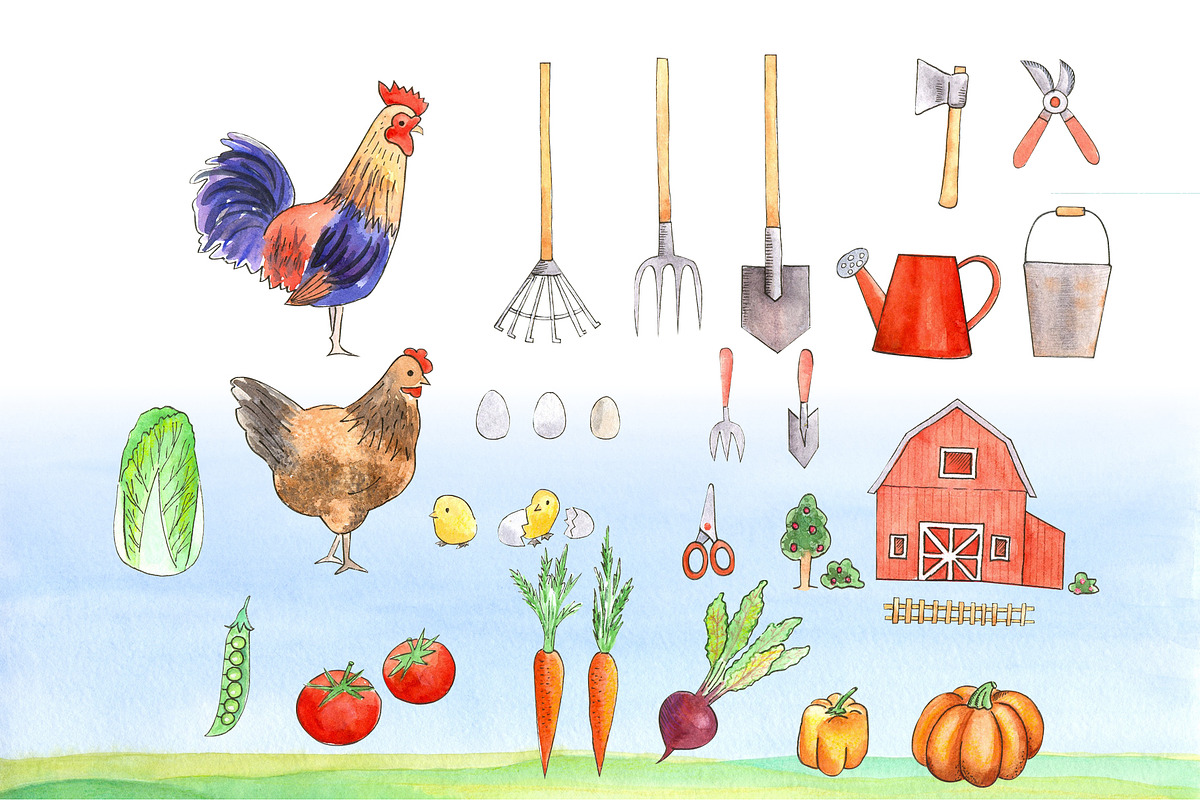 Clipart Farmer's Life, a Food Illustration by Anastasia Timosch (Photo 3 of 8)