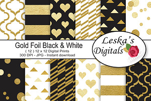 Black and Gold Digital Paper Pattern