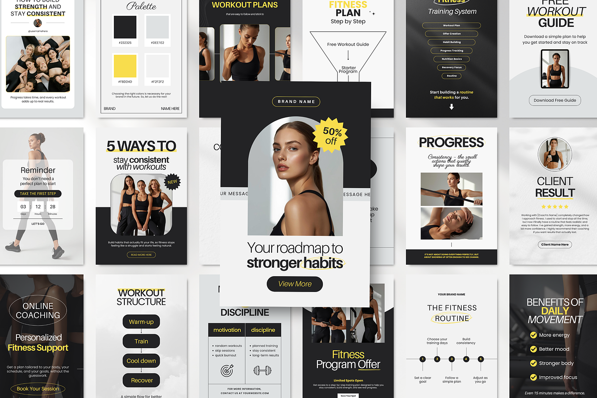 Fitness Coach Canva Template Bundle, a Social Media Template by DigiPax (Photo 10 of 15)