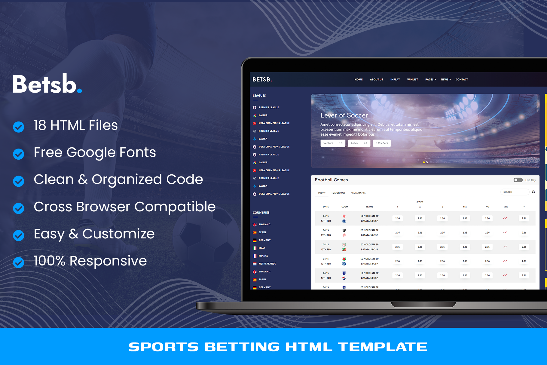 BetsB Sports Betting HTML Template, a HTML Template by THESOFTKING