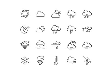 Line Weather Icons, an Illustration by Davooda