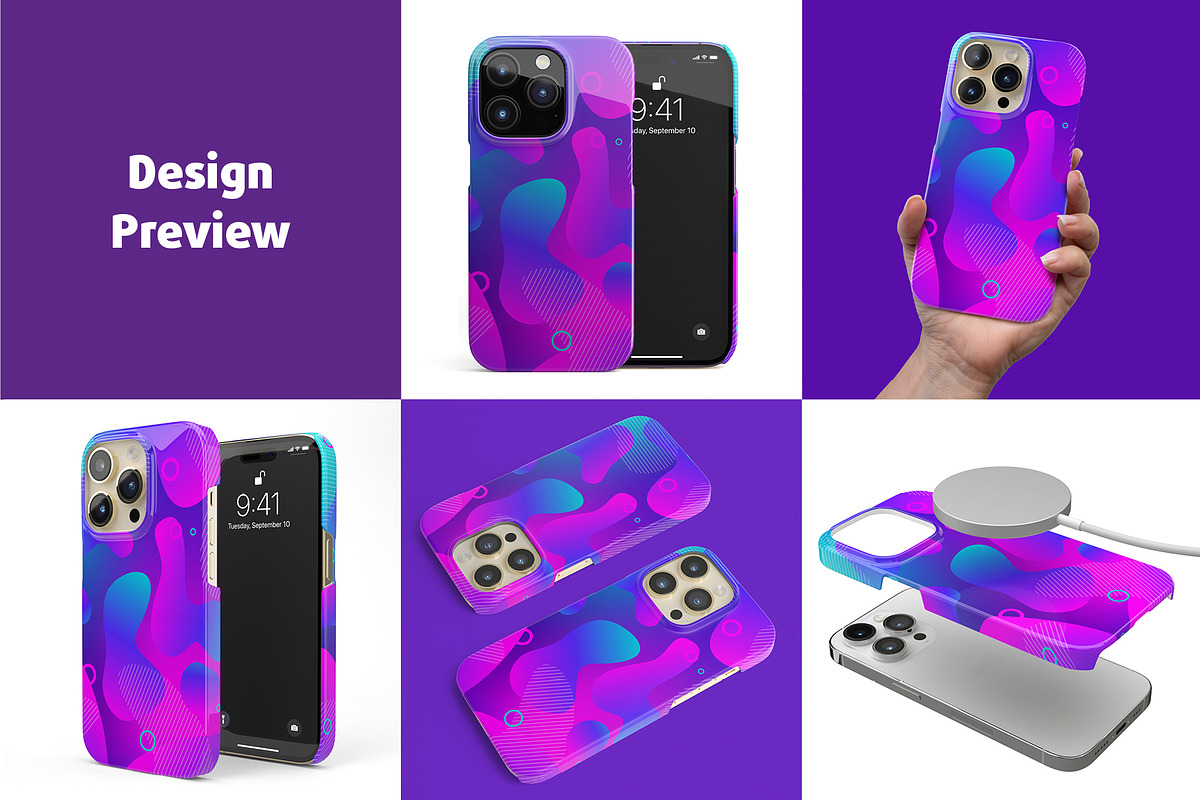 Phone 14 Pro Snap case Mock-up, an iPhone Mockup by Colatudo Store (Photo 3 of 9)