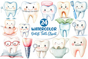 Watercolor Dentist Tooth Clipart, an Illustration by Dream Creation (Thumbnail 1 of 5)