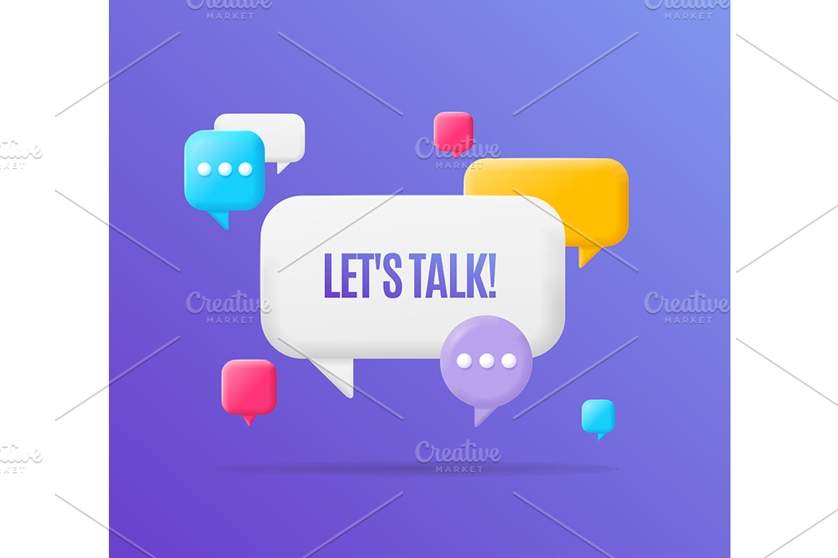 3d Lets Talk Banner Concept Cartoon, an Object Graphic by Vector and Templates (Photo 1 of 2)