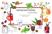 Winter hot drinks watercolor set, a Food Illustration by Watercolor & sketches (Thumbnail 1 of 4)