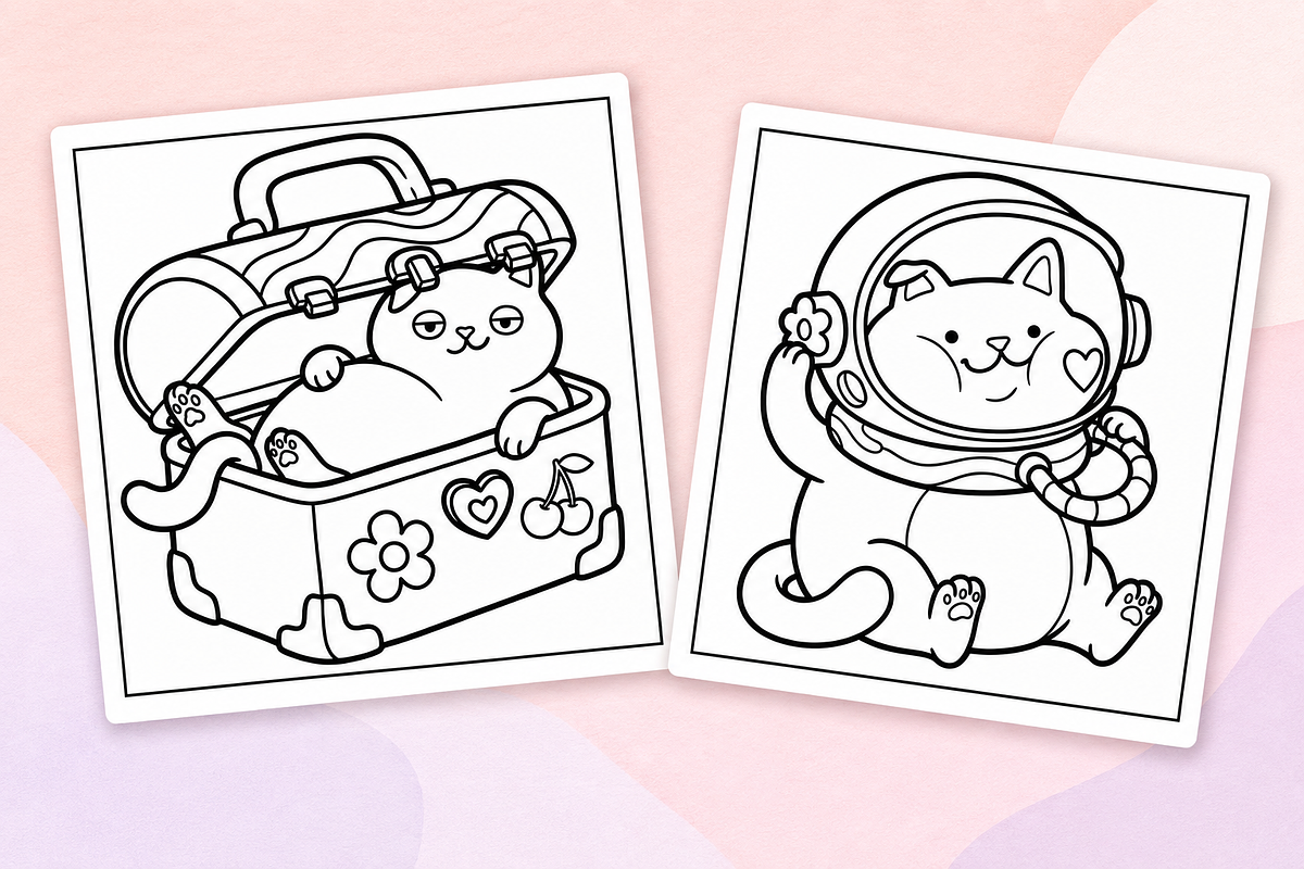 Cozy Cats Coloring Pages #1, an Animal Illustration by Inkivelle Studio (Photo 2 of 3)