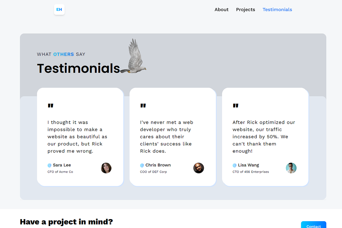 3D Portfolio Template Website, a React Template by WebMasteryStudio (Photo 3 of 7)