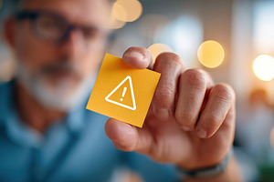 Man holding warning sticky note, a Business Photo by AlyaAnd