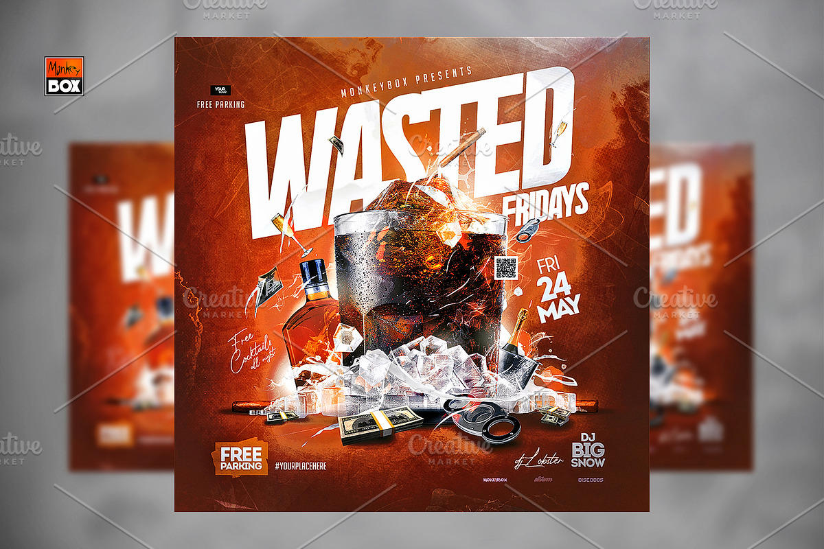 Wasted Fridays Flyer, a Flyer Template by MonkeyBOX (Photo 1 of 3)