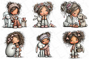 Easter Girl and Bunny Watercolor Cli, an Illustration by DreamPrint404 (Thumbnail 3 of 6)