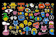 Trippy Acid Cartoon Sticker Pack, an Object Graphic by BonkiStudio (Thumbnail 1 of 4)