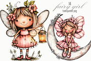 Whimsical Fairy Girl Clipart, a Seasonal Illustration by Designking (Thumbnail 1 of 5)