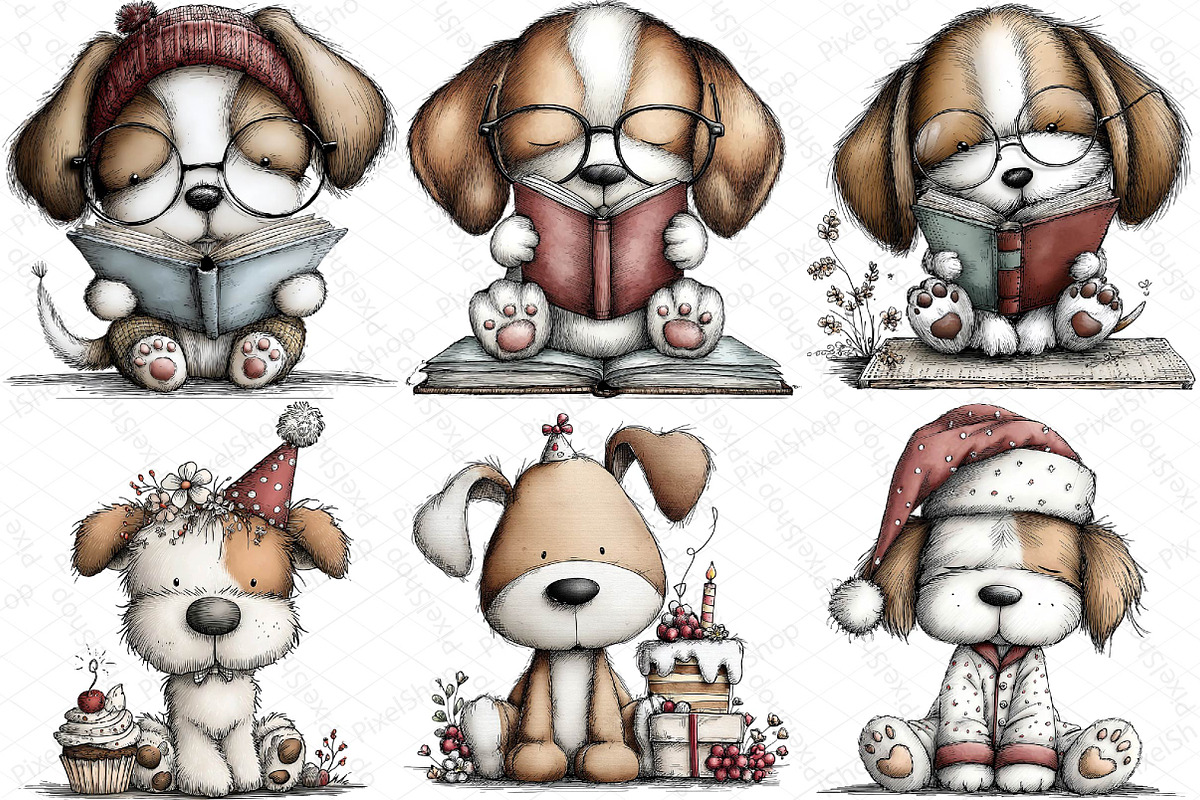 Cute Funny Dog - Whimsical Clipart, an Illustration by DreamPrint404 (Photo 5 of 6)
