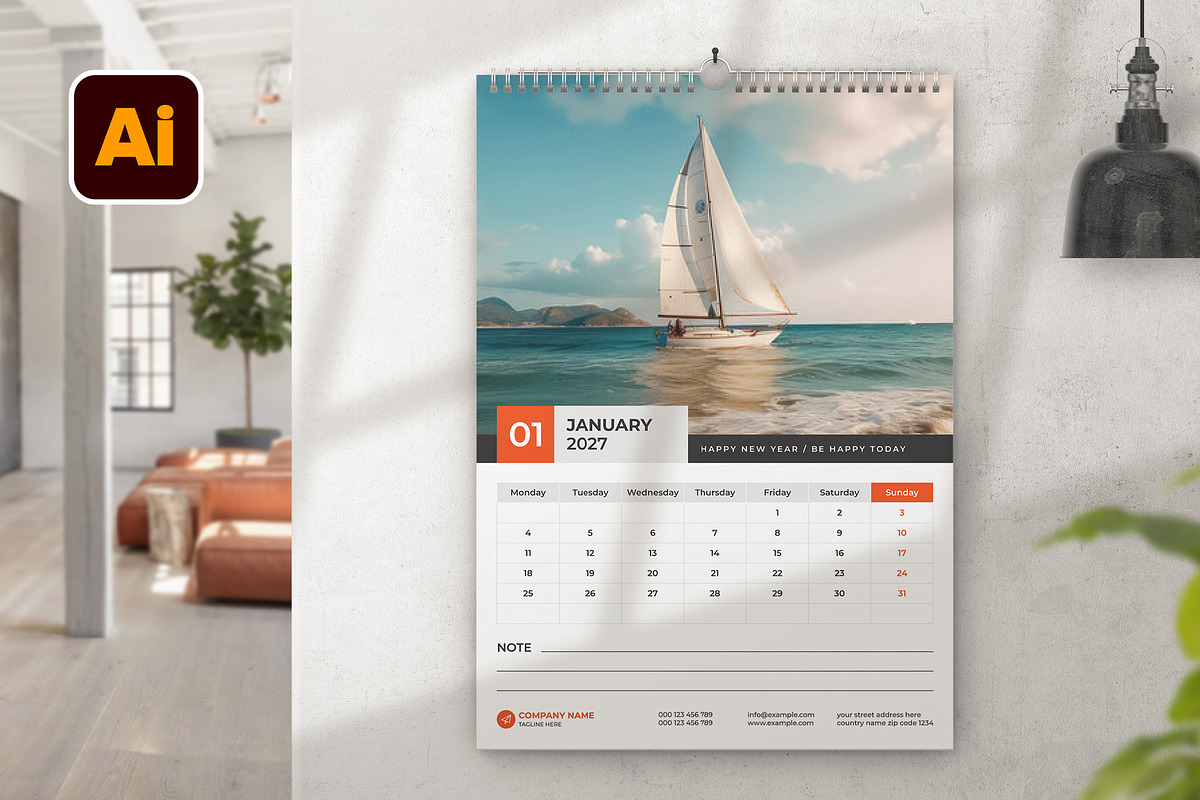 Wall Calendar 2027, a Stationery Template by Sofir Nayeem (Photo 1 of 3)