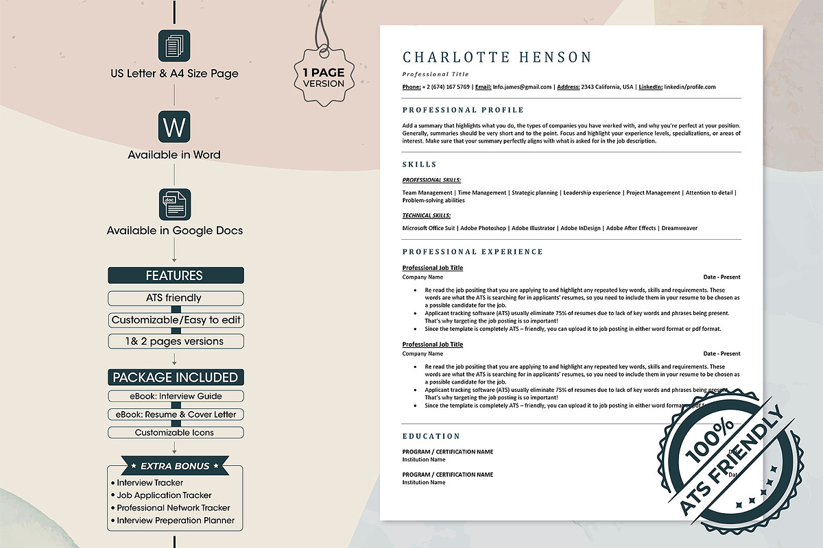 ATS-optimized fully editable resume, a Resume Template by Design_Xlab (Photo 1 of 10)